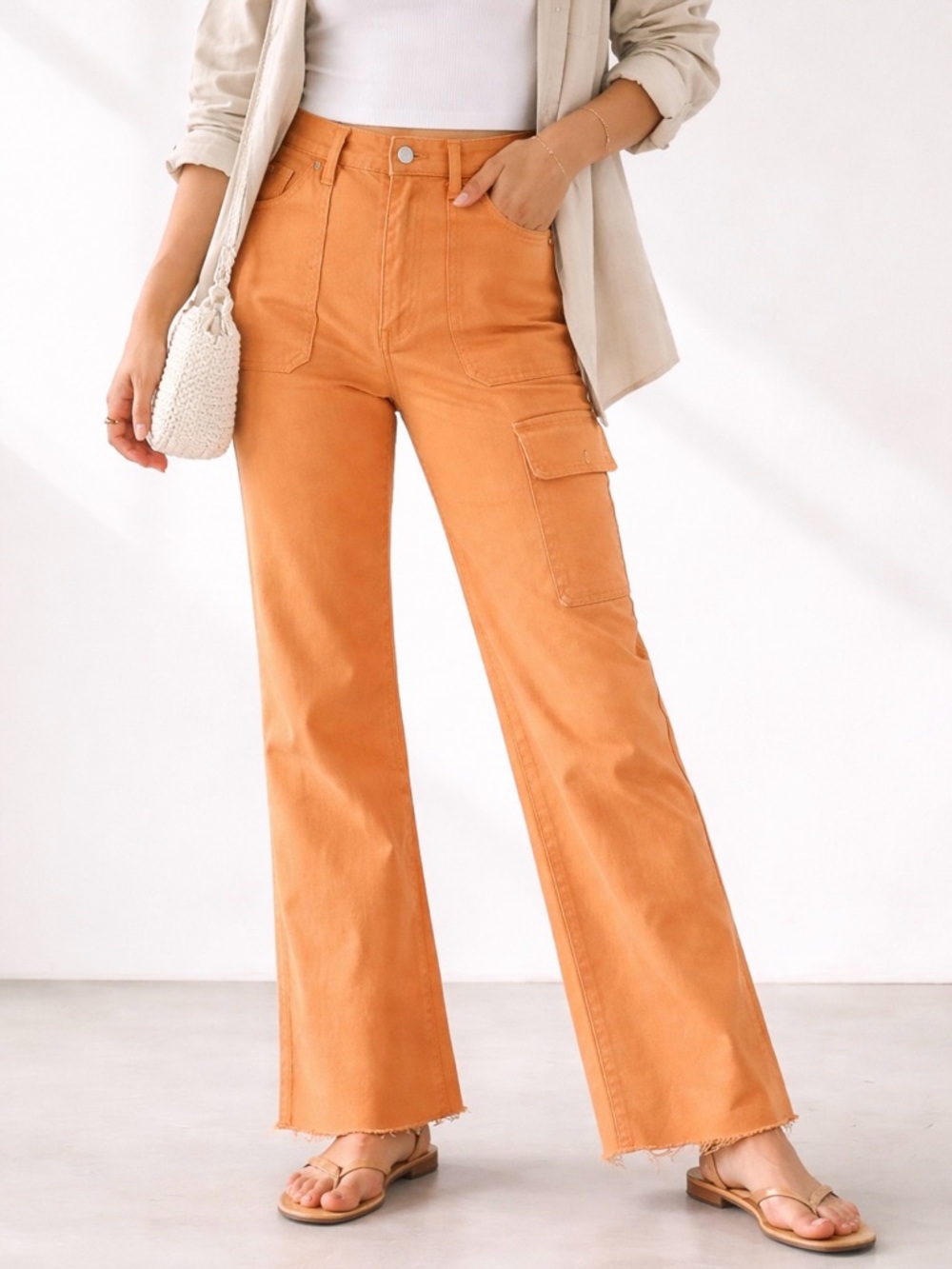 NWT Hudson Utility Faye Ultra High Rise Clay Orange Bootcut Crop‎ Pants